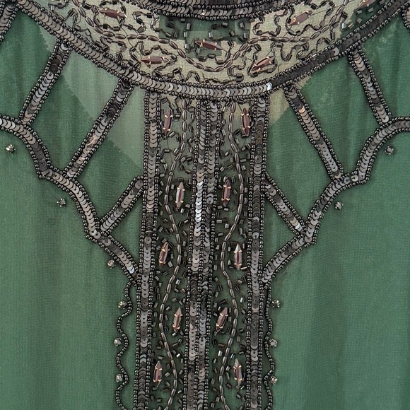 Unique Vintage Green and Black Mini Dress - Picture 5 of 5